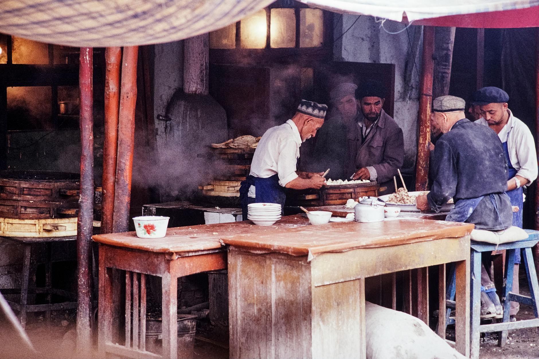 dumpling shop china night street