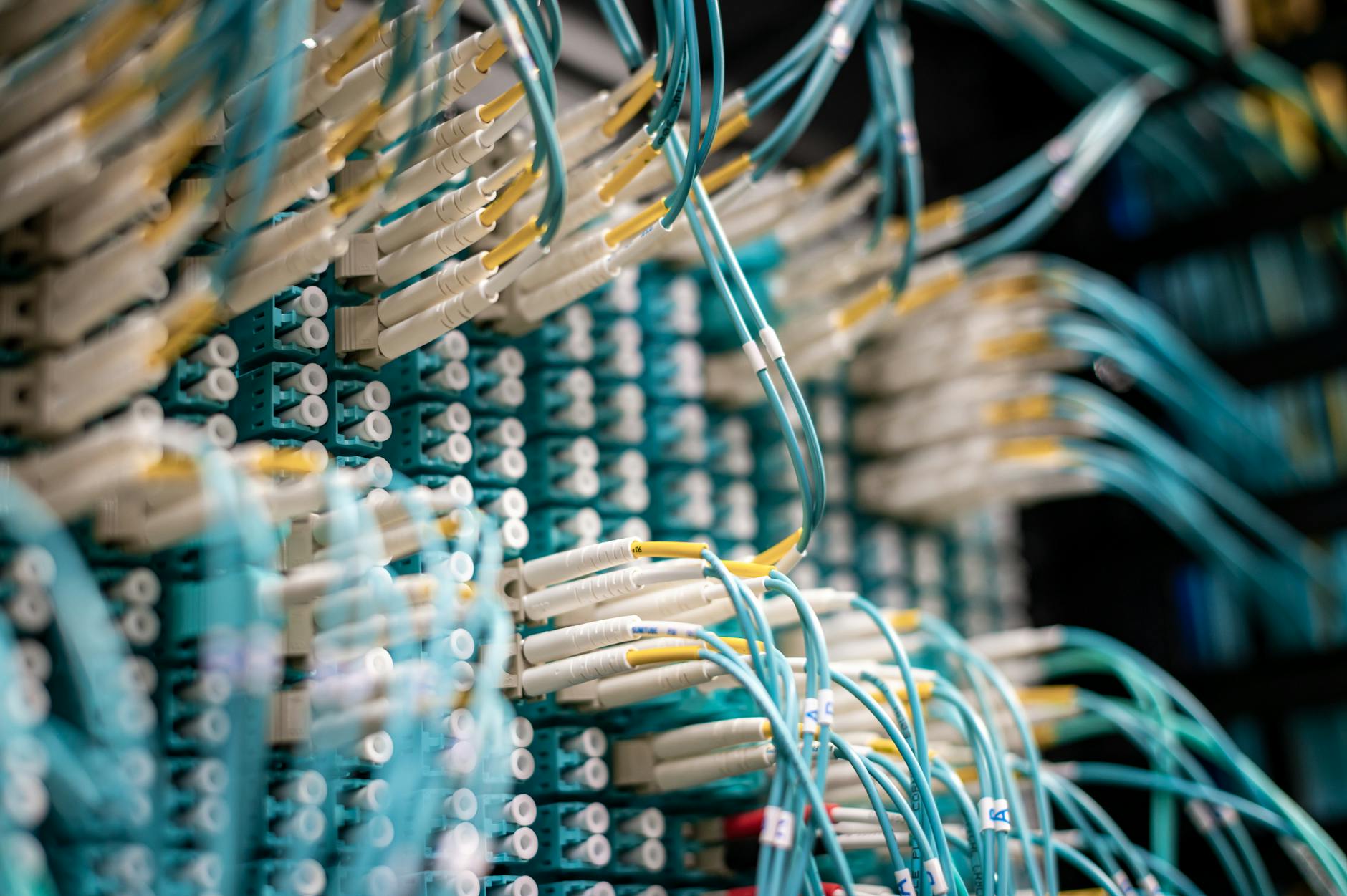 abstract data center network technology blue
